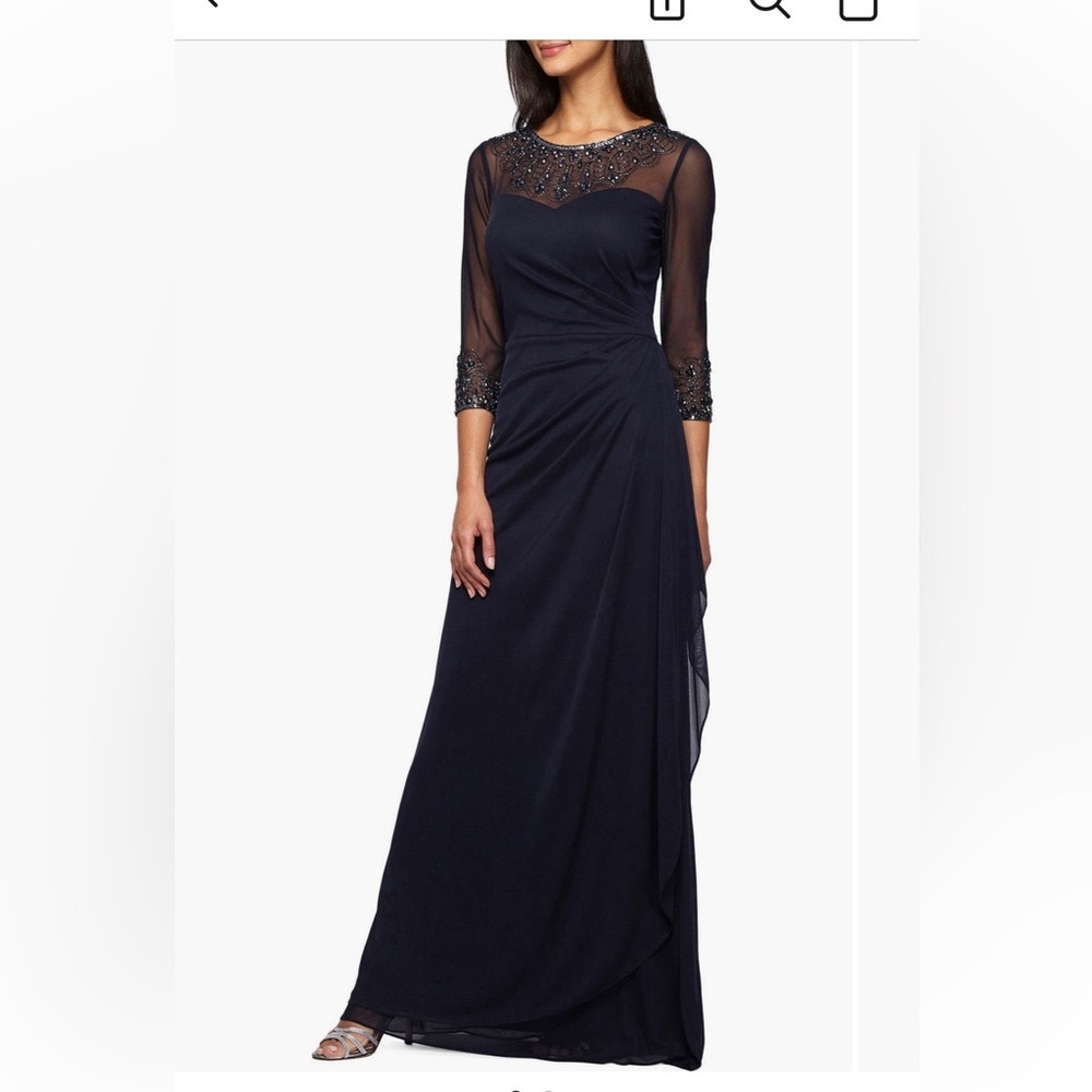 Mother of the Bride Dress - Alex Evenings Midnight Blue Dress with Sequins